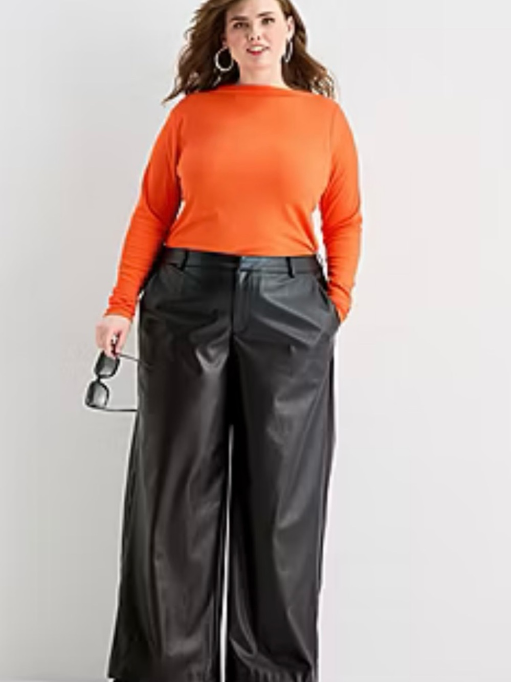 NWT Faux Leather Wide Straight Leg Black Pants Plus Size